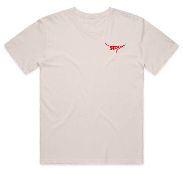 The Rebel & Menace Logo Tee — Off-White / Red