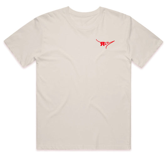 The Rebel & Menace Logo Tee — Off-White / Red